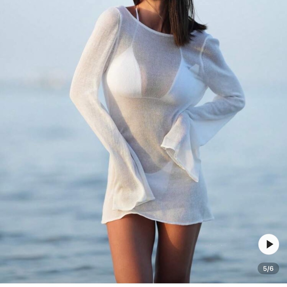 SHEIN White Sheer Swim Cover-Up